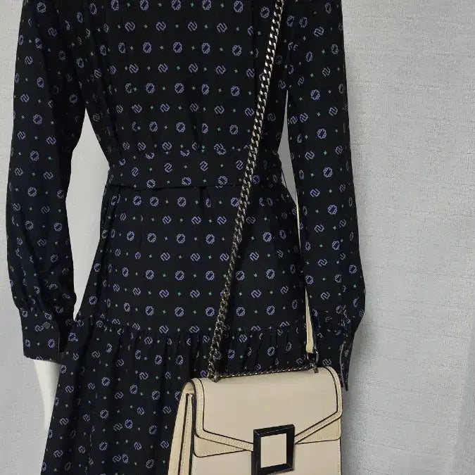 [BUNJANG] Max Studio Black Purple Patterned Spandex Dress / max studio 상태굿 검정 보라 무늬 스판 원피스..