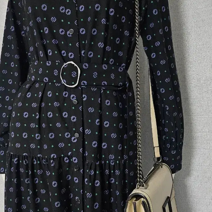 [BUNJANG] Max Studio Black Purple Patterned Spandex Dress / max studio 상태굿 검정 보라 무늬 스판 원피스..