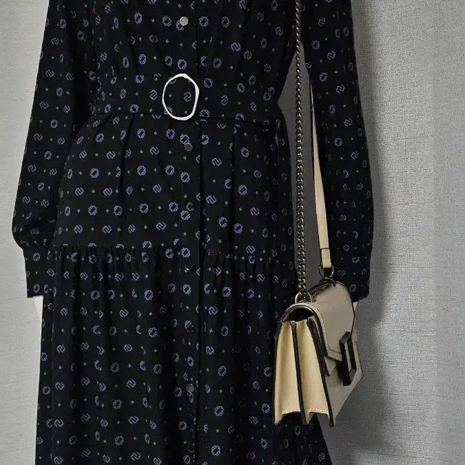 [BUNJANG] Max Studio Black Purple Patterned Spandex Dress / max studio 상태굿 검정 보라 무늬 스판 원피스..