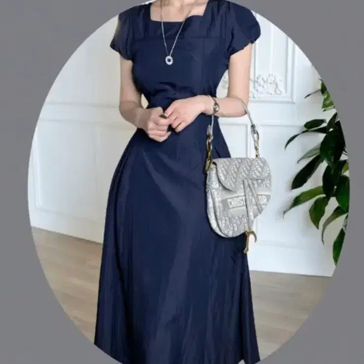 [BUNJANG] Unbranded Square Neck Puff Shirring Long Dress / 새상품 52% 할인 바스락 스퀘어넥 퍼프 셔링 공주 봄 여름 롱 원피스