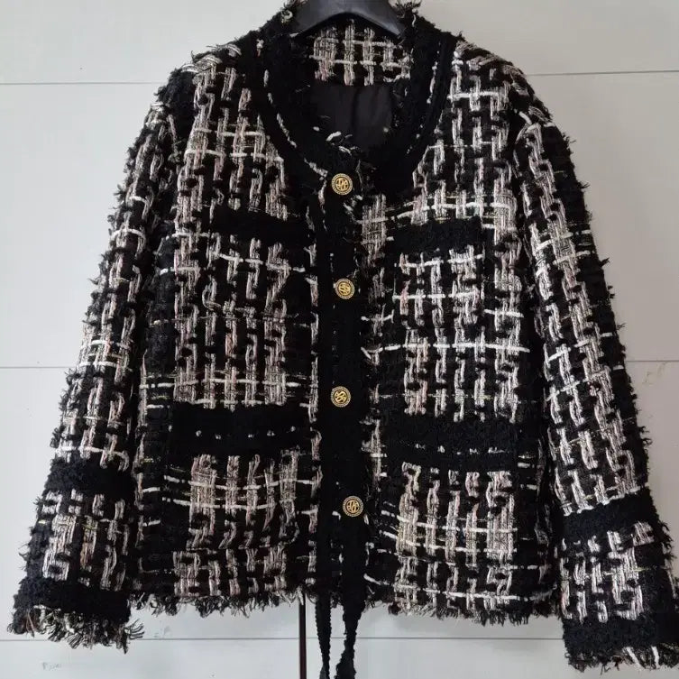 [BUNJANG] Tweed Padded Jacket 66-77 / 안감누빔 트위드 금장 버튼 자켓 66~77