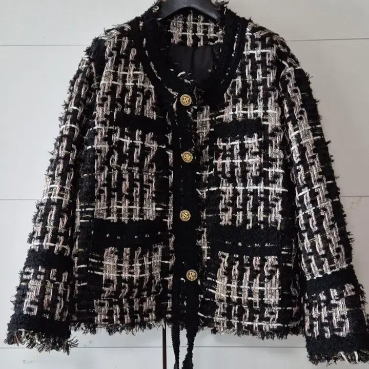 [BUNJANG] Tweed Padded Jacket 66-77 / 안감누빔 트위드 금장 버튼 자켓 66~77