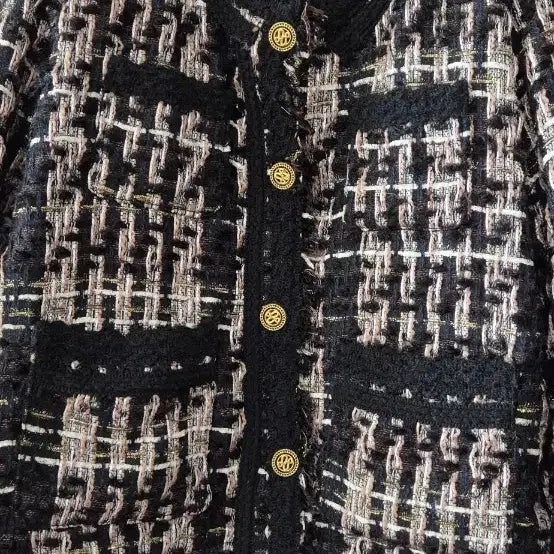 [BUNJANG] Tweed Padded Jacket 66-77 / 안감누빔 트위드 금장 버튼 자켓 66~77