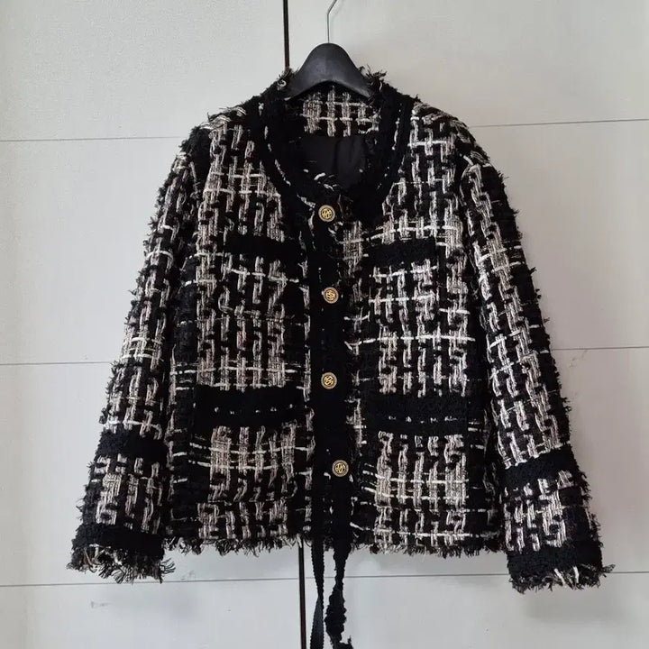 [BUNJANG] Tweed Padded Jacket 66-77 / 안감누빔 트위드 금장 버튼 자켓 66~77