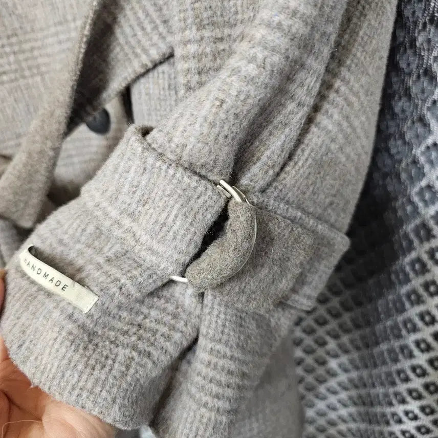 [BUNJANG] Roem Check Half Coat / 로엠 시스템 벨트 체크 하프 코트