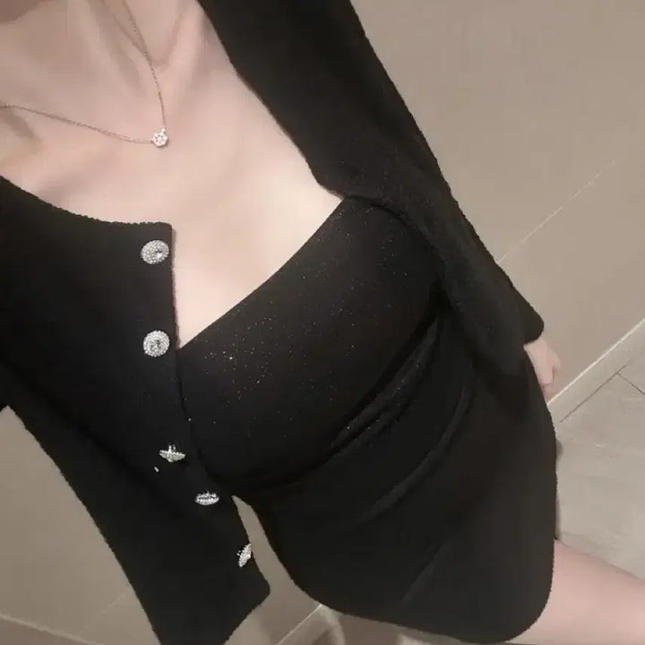 [BUNJANG] Tweed Jacket / 새상품) 큐빅 노카라 트위드 자켓