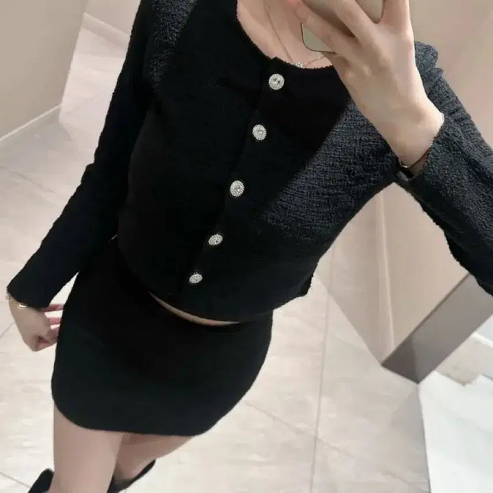 [BUNJANG] Tweed Jacket / 새상품) 큐빅 노카라 트위드 자켓