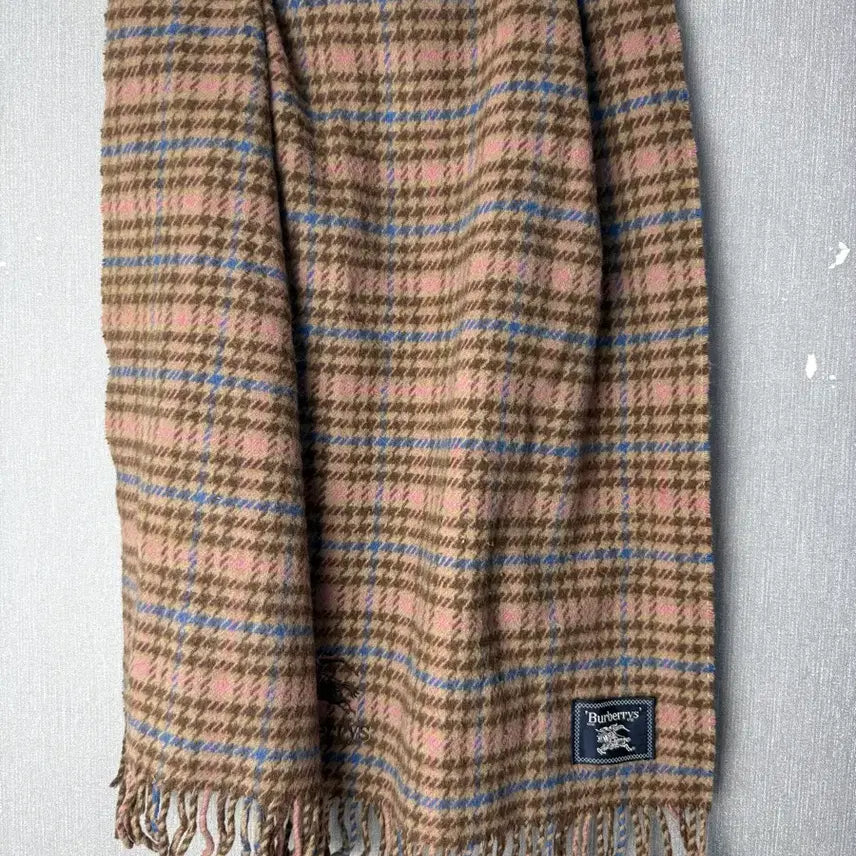[BUNJANG] Burberry Check Muffler Brown/Pink/Blue / 버버리 체크 머플러 브라운/핑크/블루