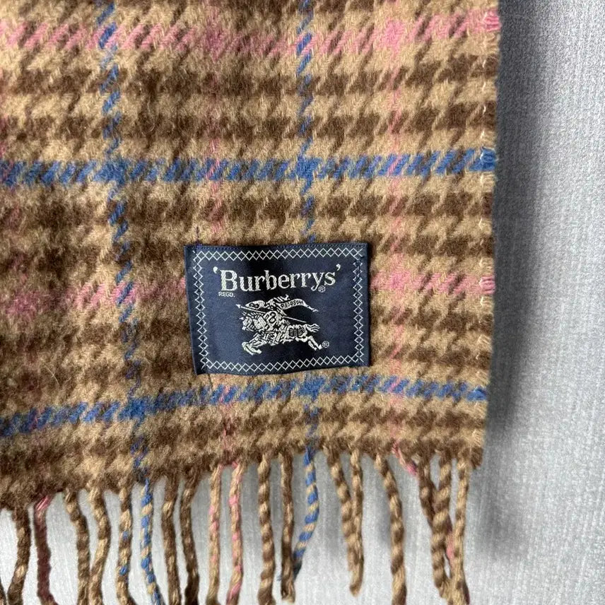 [BUNJANG] Burberry Check Muffler Brown/Pink/Blue / 버버리 체크 머플러 브라운/핑크/블루