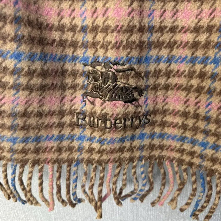 [BUNJANG] Burberry Check Muffler Brown/Pink/Blue / 버버리 체크 머플러 브라운/핑크/블루