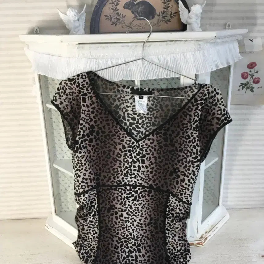 [BUNJANG] Vintage Leopard Shirring Blouse / japanese vintage leopard shirring blouse