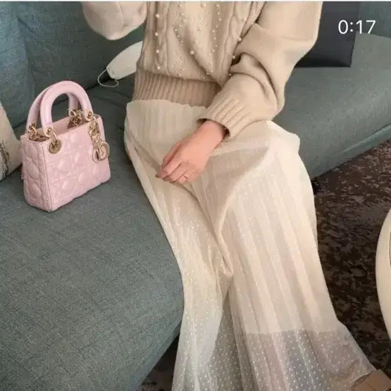 [BUNJANG] B.CINI Pearl Knit & Dot Skirt Bundle Set / 바이씨니 진주니트 도트샤 아이보리 일괄판매