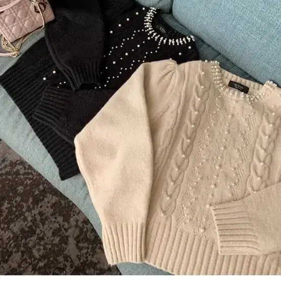 [BUNJANG] B.CINI Pearl Knit & Dot Skirt Bundle Set / 바이씨니 진주니트 도트샤 아이보리 일괄판매