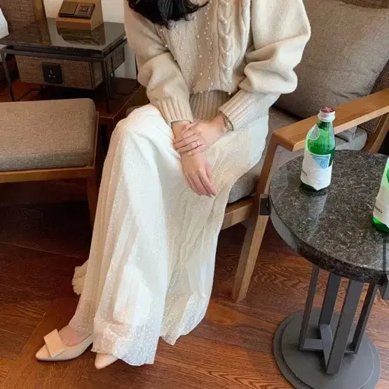 [BUNJANG] B.CINI Pearl Knit & Dot Skirt Bundle Set / 바이씨니 진주니트 도트샤 아이보리 일괄판매