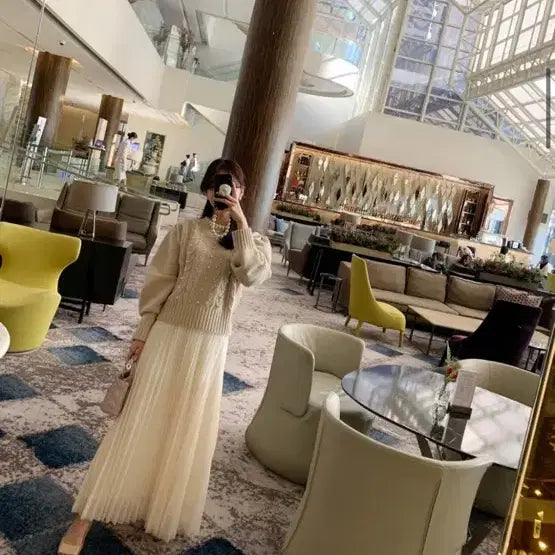 [BUNJANG] B.CINI Pearl Knit & Dot Skirt Bundle Set / 바이씨니 진주니트 도트샤 아이보리 일괄판매