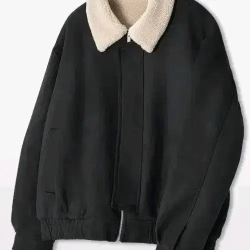 [BUNJANG] Under Off Black Aviator Jacket / 언더오프 무스탕 점퍼 자켓 블랙
