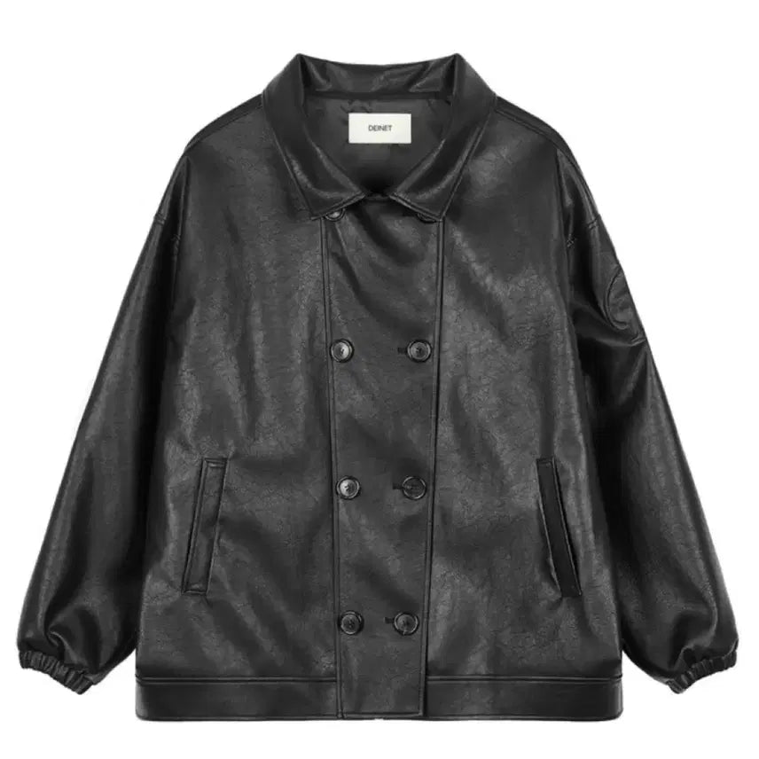 [BUNJANG] DEINET D Half Leather Jacket / DEINET D HALF LEATHER JACKET IN BLACK