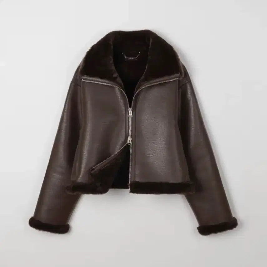 [BUNJANG] Mongdol Eco-Fur Crop Mustang Brown / 몽돌 에코퍼 크롭 무스탕 브라운