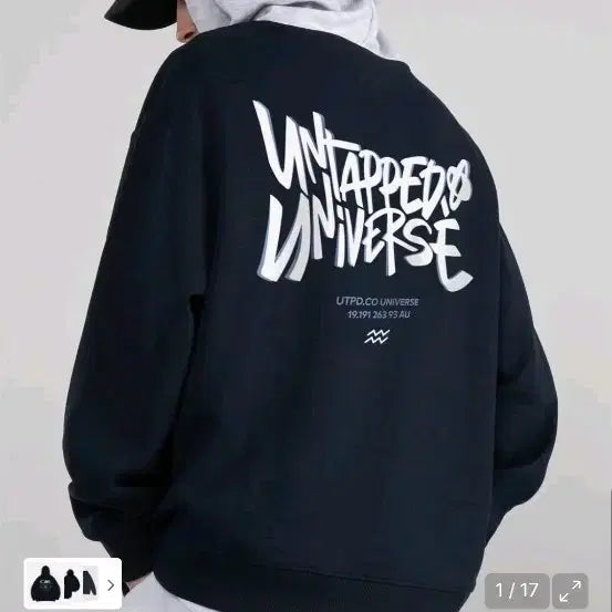 [BUNJANG] Untapped Universe Oversized Hoodie Navy / 언탭트 유니버스 오버핏 후드 티셔츠 네이비