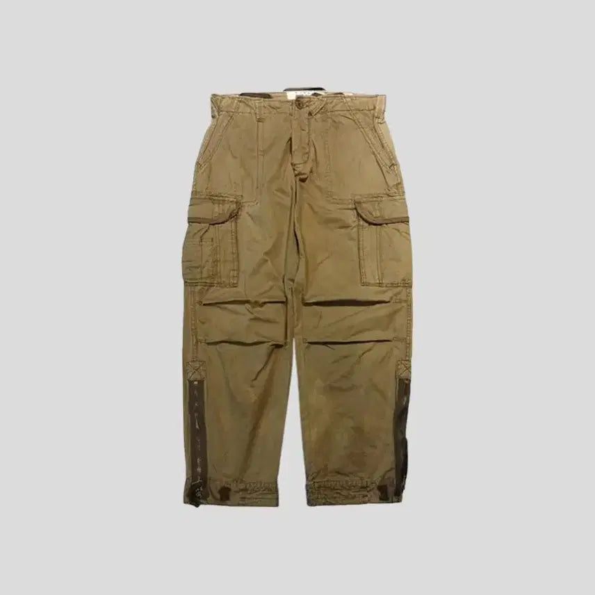 [BUNJANG] Abercrombie &amp; Fitch Khaki Military Cargo Pants / 아베크롬비 앤 피치 카키 멀티포켓 밀리터리 무릎절개 사이드지퍼 카고바지