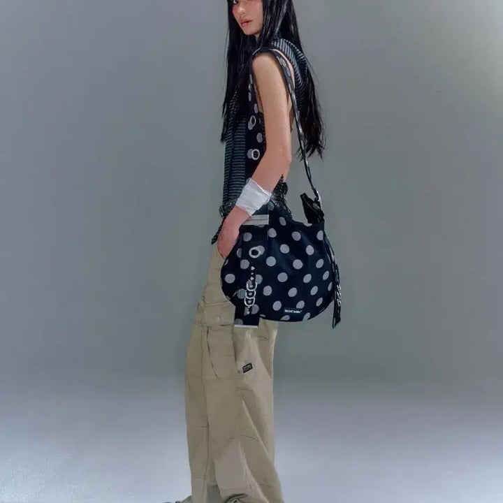 [BUNJANG] Baconnt Archive Bella Hobo Bag (Black, Silver Dot) / (풀박스택새상품 택포)벨라 호보백 도트 베이컨트아카이브