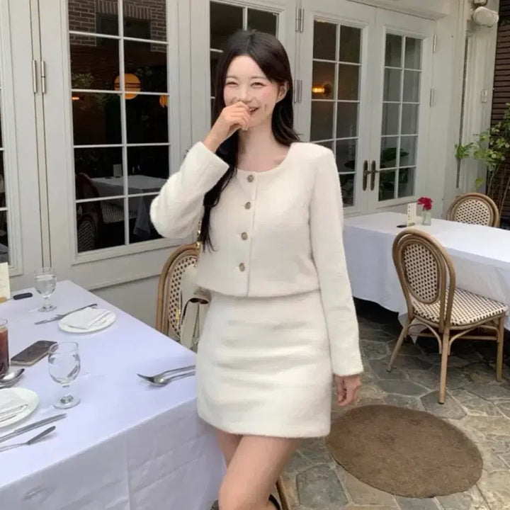 [BUNJANG] Tweed Jacket and Skirt Set / 새상품 트위드자켓+스커트 세트