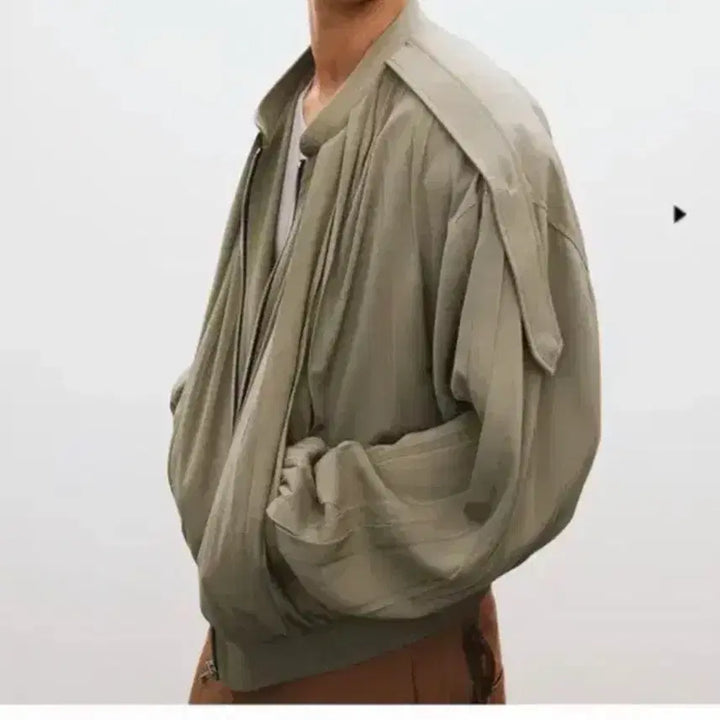 [BUNJANG] RECTO 80S Tuck Detail Disco Jumper Jacket Khaki S / RECTO 렉토 80S 턱 디테일 디스코 점퍼 변우석 자켓 카키 S
