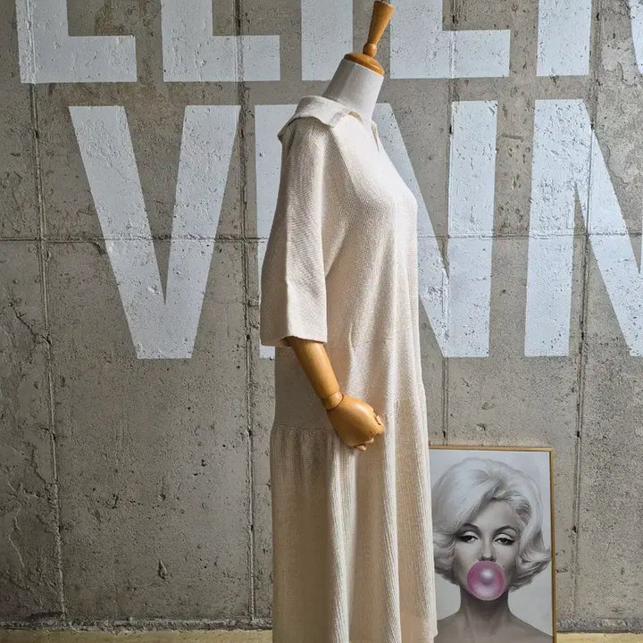 [BUNJANG] Crearettore Collar Knit Long Dress (Ivory) / 끄레아또레 카라넥 니트 롱원피스(SB8