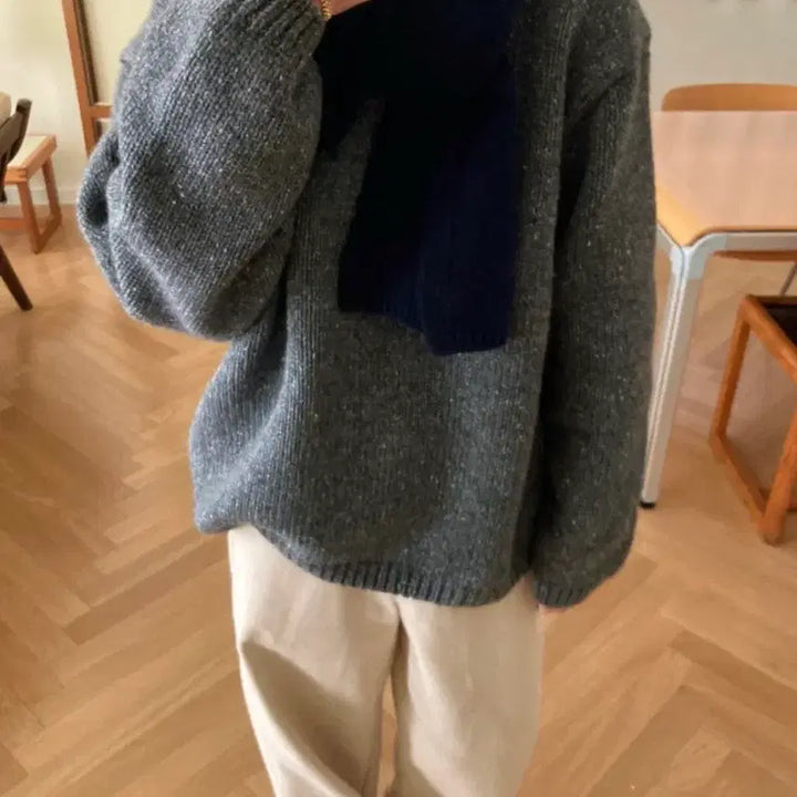 [BUNJANG] Romanticize Wool Round Over Knit Sweater / 로맨티사이즈 네프 울 라운드 오버니트