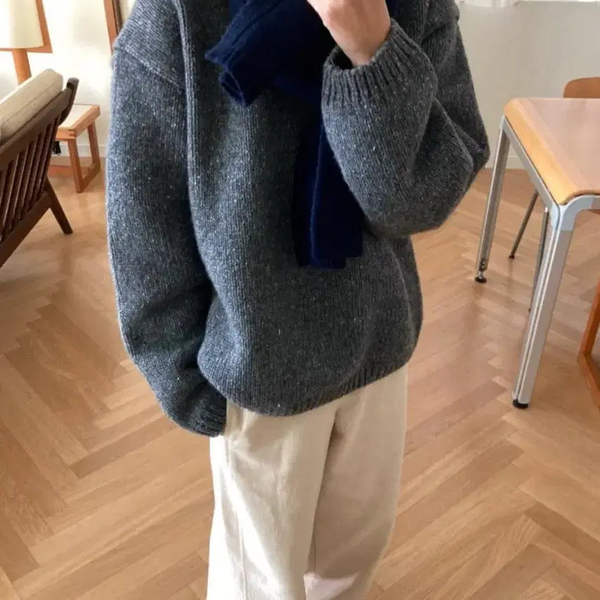 [BUNJANG] Romanticize Wool Round Over Knit Sweater / 로맨티사이즈 네프 울 라운드 오버니트