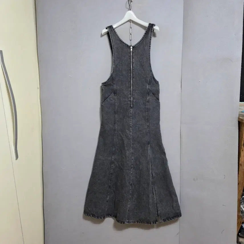 [BUNJANG] Ashley Shop Black Denim Zip-Up Long Dress (Size F) / s하루특가s35  집업 편한 흑청 롱원피스 F  n2650