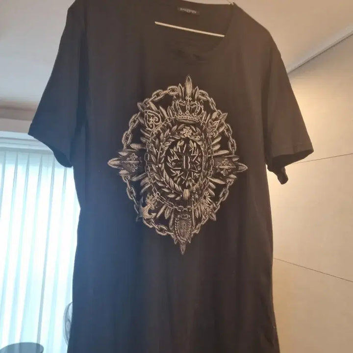 [BUNJANG] Balmain Black Printed Short Sleeve T-shirt / 발망 블랙 프린팅 반팔 티셔츠