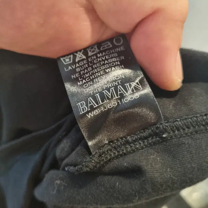 [BUNJANG] Balmain Black Printed Short Sleeve T-shirt / 발망 블랙 프린팅 반팔 티셔츠