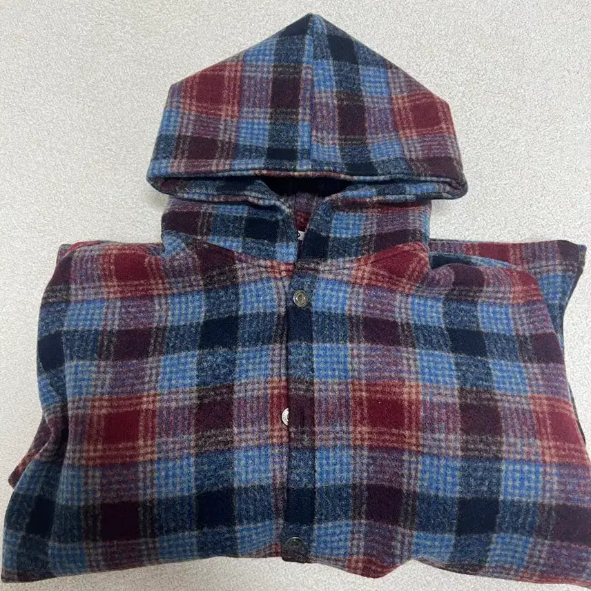 [BUNJANG] Wool Checkered Hooded Shirt / (새상품) 울 체크 후드 셔츠 L~XL