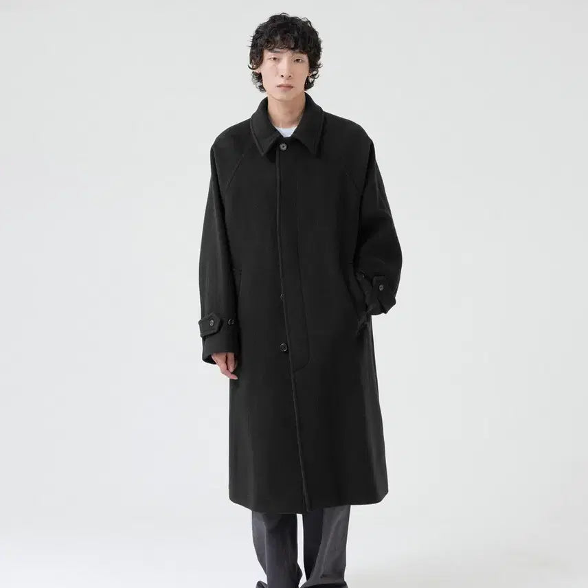 [BUNJANG] Brown Yak 25FW Balmacaan Coat Washed Black Size 4 / 브라운야드 25FW 발마칸 워시드블랙 4사이즈