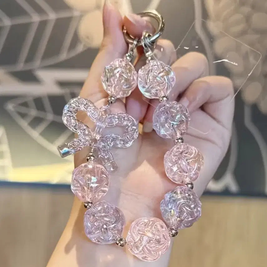 [BUNJANG] Phone Strap - Beaded Ribbon Phone Charm / (키링) 아이폰 갤럭시 핸드폰  비즈 폰스트랩 리본 구슬 키링