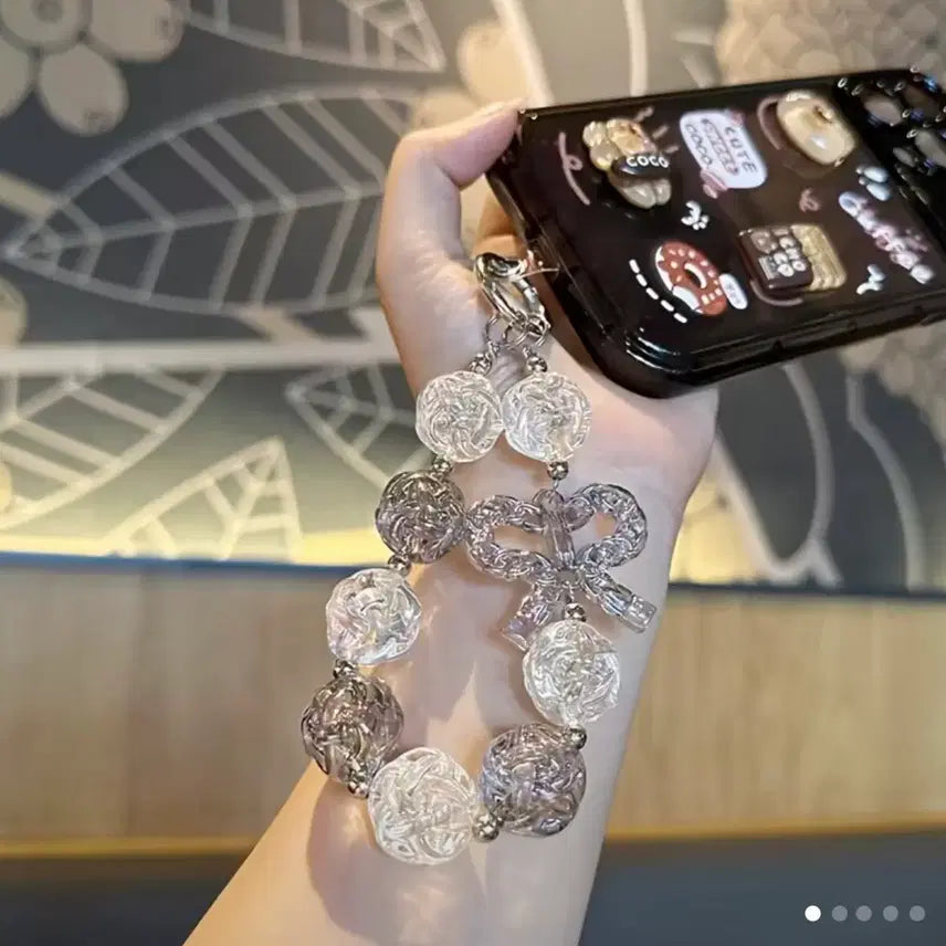 [BUNJANG] Phone Strap - Beaded Ribbon Phone Charm / (키링) 아이폰 갤럭시 핸드폰  비즈 폰스트랩 리본 구슬 키링