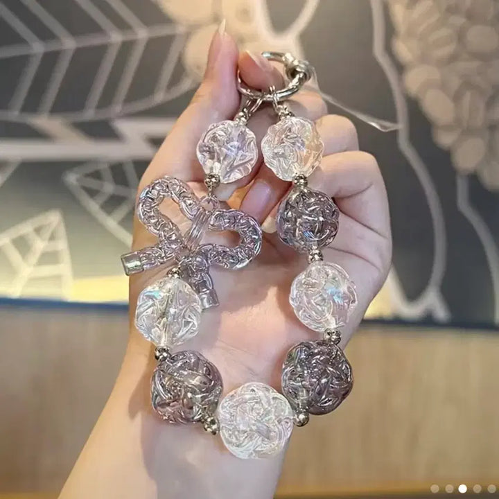 [BUNJANG] Phone Strap - Beaded Ribbon Phone Charm / (키링) 아이폰 갤럭시 핸드폰  비즈 폰스트랩 리본 구슬 키링