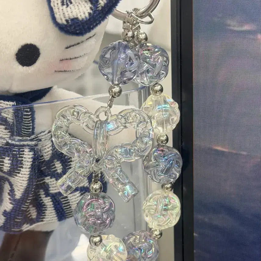 [BUNJANG] Phone Strap - Beaded Ribbon Phone Charm / (키링) 아이폰 갤럭시 핸드폰  비즈 폰스트랩 리본 구슬 키링