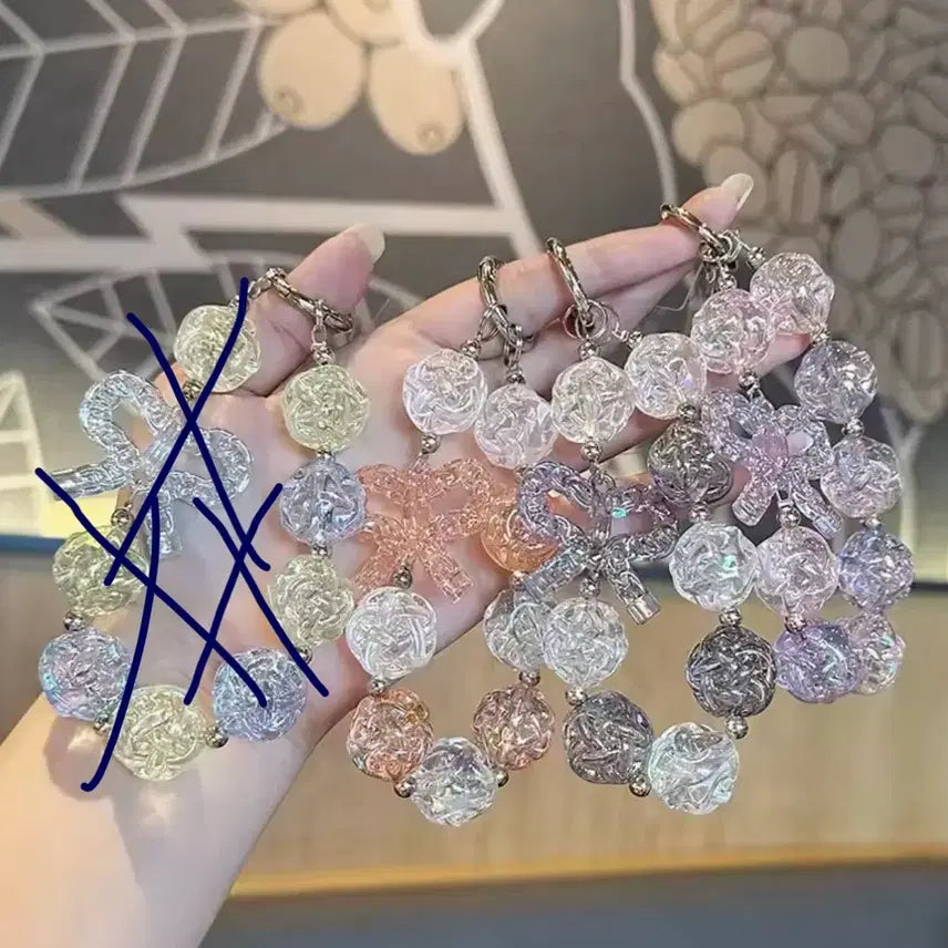 [BUNJANG] Phone Strap - Beaded Ribbon Phone Charm / (키링) 아이폰 갤럭시 핸드폰  비즈 폰스트랩 리본 구슬 키링