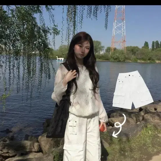 [BUNJANG] Modimood Cargo Bermuda Pants White M / 모디무드 카고 버뮤다 팬츠 화이트 M