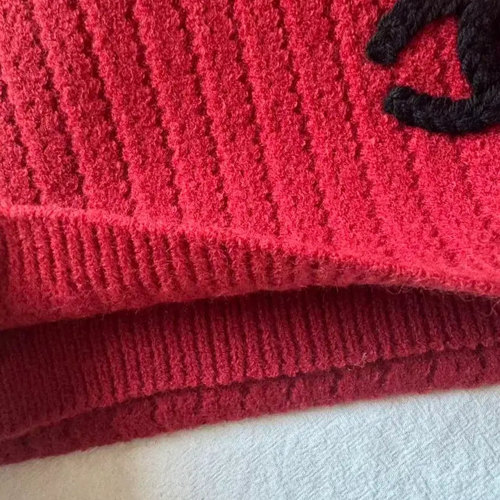 [BUNJANG] Chanel CC Logo Red Knit Scarf / 샤 넬 CC 로고 레드 니트 스카프 정품