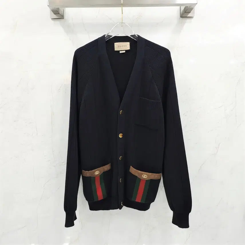 [BUNJANG] Gucci Web Detail Wool Blend Cardigan L / L / 구찌 웹 디테일 울 블렌드 가디건