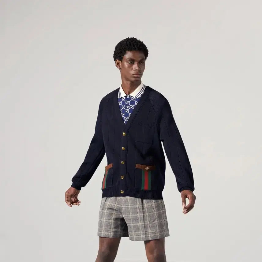 [BUNJANG] Gucci Web Detail Wool Blend Cardigan L / L / 구찌 웹 디테일 울 블렌드 가디건