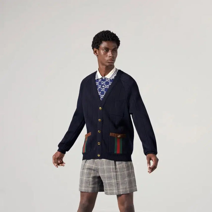 [BUNJANG] Gucci Web Detail Wool Blend Cardigan L / L / 구찌 웹 디테일 울 블렌드 가디건