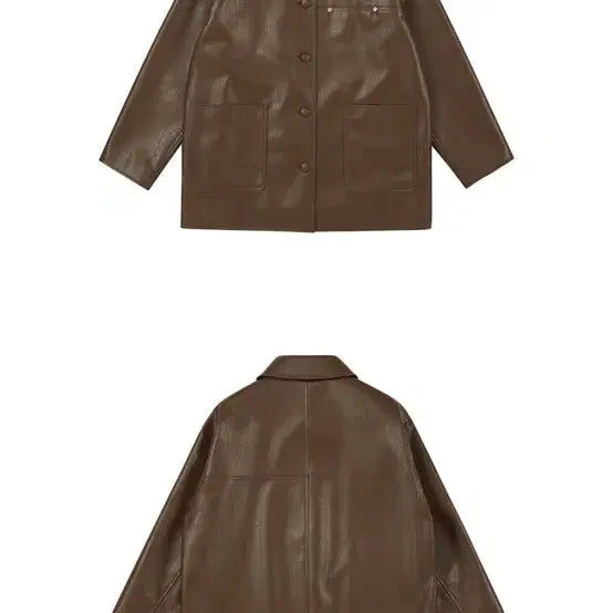 [BUNJANG] Drawfit Brown Leather Half Jacket S / 드로우핏 버튼 레더 하프 자켓 [BROWN] S