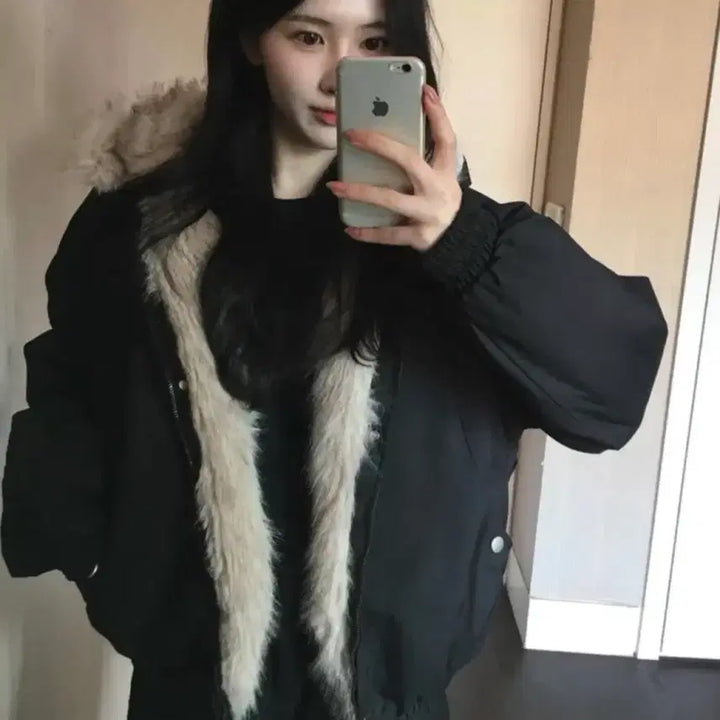 [BUNJANG] Ablie Fur Hood Jumper / 에이블리 퍼 후드 점퍼 패딩