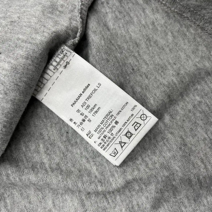 [BUNJANG] Adidas Leopard Logo Black Raglan Gray Long Sleeve / 아디다스 호피 로고 블랙 나그랑 그레이 롱슬리브 100