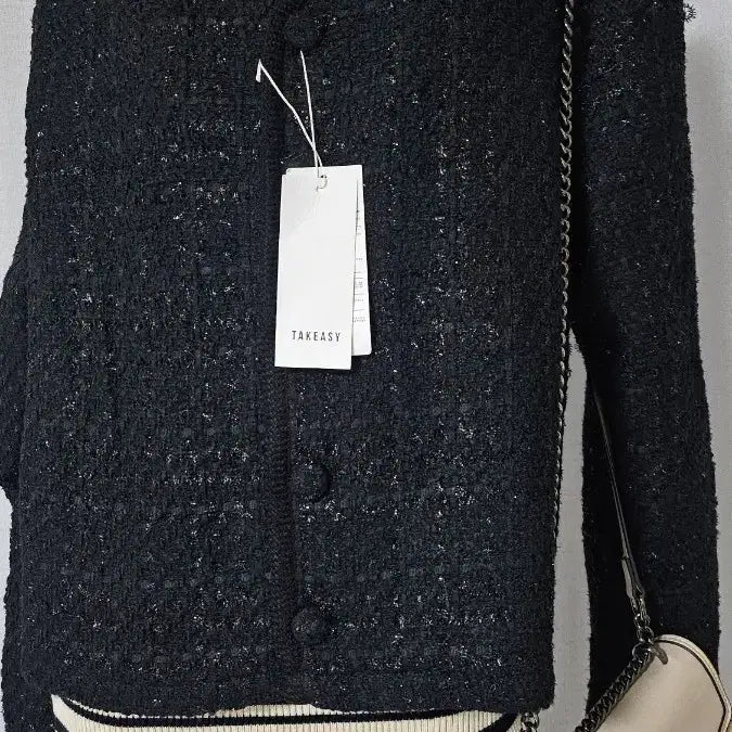 [BUNJANG] Tweed Jacket - Black - Size Large / 새옷---택가 89000 원 2023년 트위드 자켓...택 라지..반품