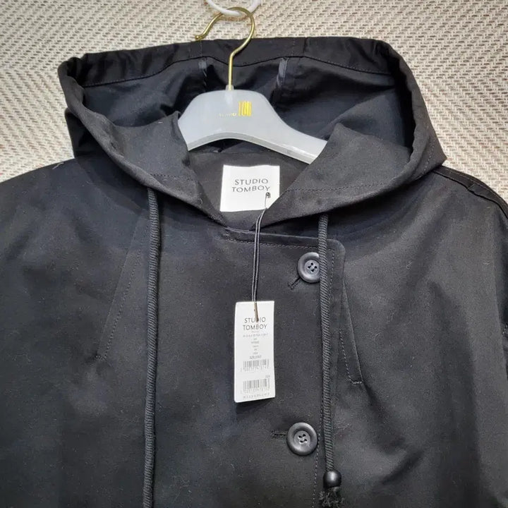 [BUNJANG] Studio Tomboy Black Hooded Coat / 새상품 스튜디오 톰보이 블랙 후드 코트